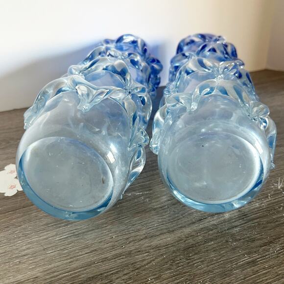 Vintage Hand Made Cobalt Blue Ombré “Web” Italian Art Glass Vase Pair 13” - Picture 12 of 12
